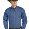 Panhandle Solid Blue Shirt -Equestrian Clothing 36d3091 mens solid shirt blue 20700 17405.1536341330