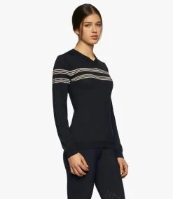 Cavalleria Toscana Merino V-Neck Sweater 11 Cavalleria Toscana Merino V-Neck Sweater -Equestrian Clothing V neck sweater navy side MAD113 LA035 7901 ct 32139.1650668197