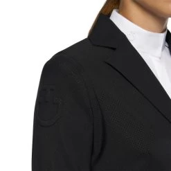 Cavalleria Toscana All Over Perforated Jacket -Equestrian Clothing all over perforated jacket black front detail GGD025 JF115 9999 cavalleria toscana 77693.1649801040