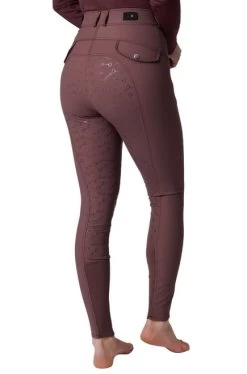 Horze Andrea High Waist Full Seat Breeches -Equestrian Clothing andrea high waist fs dark mahogany side 36680 RMBU horze 09027.1652822500