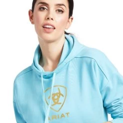 Ariat Just Hoodie 14 Ariat Just Hoodie -Equestrian Clothing ariat just hoodie milk blue front detail 10039645 ariat 61383.1677206681