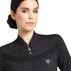 Ariat Ascent Full Zip Sweatshirt -Equestrian Clothing ascent zip sweatshirt black front detail 10039435 ariat 73804.1645568921