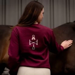 TKEQ Athletic Motif Sweatshirt -Equestrian Clothing athletic motif sweatshirt burgundy back ATH MOTIF tkeq 96153.1668466302
