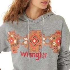 Wrangler Aztec Cropped Hoodie 8 Wrangler Aztec Cropped Hoodie -Equestrian Clothing aztec cropped hoodie grey detail 112317351 wrangler EDITED 98268.1664646849