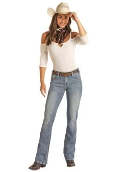 Rock & Roll Aztec Embroidered Jean -Equestrian Clothing aztec emb mr bc lt.vintg front RRWD4MR0XR rock n roll denim 88261.1675200954