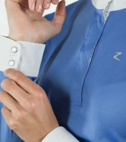 Horze Blaire Long Sleeve Show Shirt -Equestrian Clothing blair ls show shirt periwinkle cuff horze 21049.1554325228