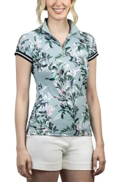 Kastel Denmark Shirt Cap Sleeve With Trim -Equestrian Clothing botanical cap with stripe sage front CSGG kastel 88296.1674932687