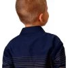 Boys Roper Border Stripe Snap Shirt -Equestrian Clothing boys border stripe navy back 0103000430455 roper 55706.1663121467