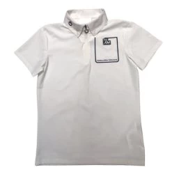 Boys Cavalleria Toscana Team Daytona Zip Polo -Equestrian Clothing boys daytona competition polo white front POO080 JE152 0001 CT 98576.1660759311