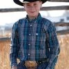 Boys Cinch Blue Teal Plaid Button-Down Shirt 2 Boys Cinch Blue Teal Plaid Button-Down Shirt -Equestrian Clothing boys plaid ls blue tea front MTW7060269 cinch 71873.1684520204