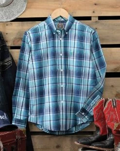 Boys Cinch Navy Plaid Button-Down Shirt