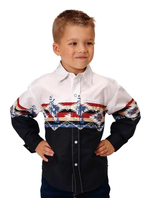 Roper Boys Border Print Snap Shirt 4 Roper Boys Border Print Snap Shirt - Image 2