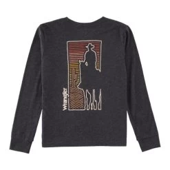 Boys Wrangler Silhouette Horse Tee Long Sleeve -Equestrian Clothing boys silhouette horse tee caviar back 112319270 wrangler 89314.1663188885