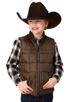 Roper Boys Insulated Vest -Equestrian Clothing boys vest brown front 0339707630526 roper 03055.1662062230