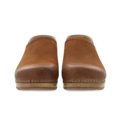 Dansko Brenna Clog -Equestrian Clothing brenna clog tan burnished pair front dansko 05466.1640727430