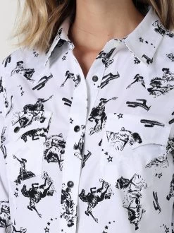 Wrangler Retro Bronc Snap Shirt 8 Wrangler Retro Bronc Snap Shirt -Equestrian Clothing bronc snap shirt ls white detail 112330046 wrangler 00727.1682109520