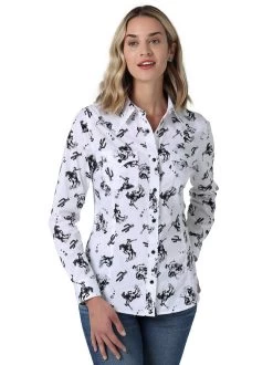 Wrangler Retro Bronc Snap Shirt 9 Wrangler Retro Bronc Snap Shirt -Equestrian Clothing bronc snap shirt ls white front 112330046 wrangler 92740.1682109508