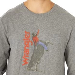 Wrangler Men's Bull Rider Tee 7 Wrangler Men's Bull Rider Tee -Equestrian Clothing bull rider tee graphite front detail MQ6202H wrangler 39933.1636310552