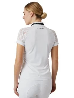 B Vertigo Lauren Show Shirt Short Sleeve -Equestrian Clothing bv lauren lace mesh ss white back 33593 WH horze 43362.1661616166