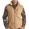 Powder River Berber Lined Canvas Vest -Equestrian Clothing canvas sherpa vest tan PRM098RZYS PRO 71292.1668475595