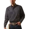 Men's Ariat Dover Classic Fit Shirt -Equestrian Clothing casual series dover ls black front 10043923 ariat 22318.1676066243