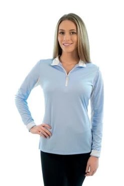 Kastel Denmark 1/4 Zip Sun Shirt - Solid Colors -Equestrian Clothing charlotte light blue white CHLBW kastel 98921.1677869031