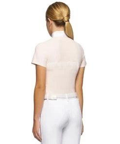 Cavalleria Toscana Girls Racing Stripe Competition Polo -Equestrian Clothing chd racing stripe polo pink back POA067 JE022 2500 CT 32804.1639864712