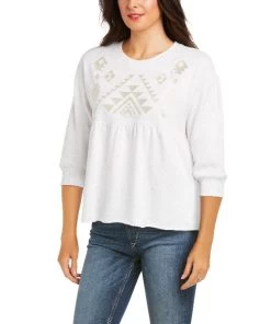 Ariat Cheers Pullover Top -Equestrian Clothing cheers pullover top egret front 10036152 ariat 002 01452.1627082473
