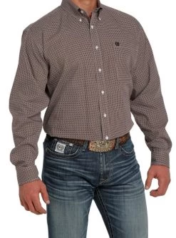 Men's Cinch Geo Print Shirt Long Sleeve -Equestrian Clothing chinch print ls cream side MTW1105454 miller 81529.1671758959