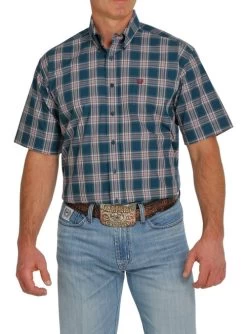 Cinch Print Button Down Shirt Short Sleeve