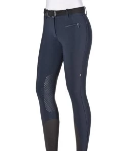 Equiline Cire High Waist Knee Grip Breeches 9 Equiline Cire High Waist Knee Grip Breeches -Equestrian Clothing cire HW knee grip blue front crop N08951 002 equiline 22593.1635625010