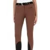 Equiline Cire High Waist Knee Grip Breeches -Equestrian Clothing cire hw knee grip chocolate front crop N08951 equiline 55616.1635625007