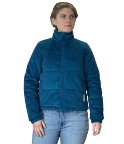 Powder River Corduroy Puffer Jacket -Equestrian Clothing corduroy puffer jacket teal front PRW092RZYJ powder river 78671.1674007698