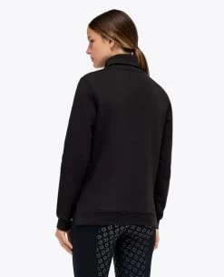 Cavalleria Toscana Embossed Turtleneck Pullover -Equestrian Clothing ct emboss turtleneck pullover black back FED106 CO100 9999 cavalleria toscana 85104.1664055544