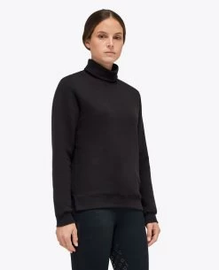 Cavalleria Toscana Embossed Turtleneck Pullover -Equestrian Clothing ct emboss turtleneck pullover black side FED106 CO100 9999 cavalleria toscana 59919.1664055435