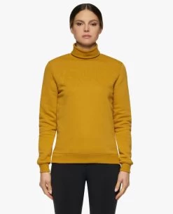 Cavalleria Toscana Embossed Turtleneck Pullover -Equestrian Clothing ct emboss turtleneck pullover yl.ochre front FED106 CO100 2B00 cavalleria toscana 08732.1664063436