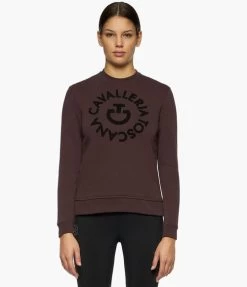 Cavalleria Toscana Orbit Logo Sweatshirt -Equestrian Clothing ct orbit crew burgundy front FED103 CO079 3A00 ct 53972.1674579218
