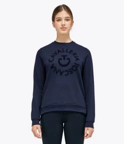 Cavalleria Toscana Orbit Logo Sweatshirt -Equestrian Clothing ct orbit crew navy front FED103 CO079 CT 24573.1667273499