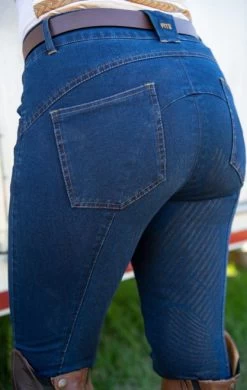 FITS Denim Breeches Full Seat Tread -Equestrian Clothing denim fs tread midnight back A637 fits 60417.1659375279