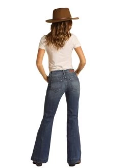 Rock & Roll Cowgirl Denim Trouser Jean -Equestrian Clothing denim trouser jean back W8M8229 rrcg 89021.1616355310