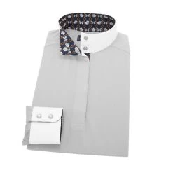 Essex Classics Grey Dusk Performance Shirt -Equestrian Clothing dusk grey LS butterflies EJL24GY essex 36290.1653504917