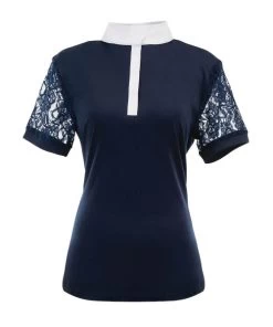 Ovation Elegance Lace Short Sleeve Show Shirt -Equestrian Clothing elegance lace ss navy 471198 ovation 67910.1626029102