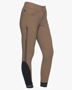 Cavalleria Toscana Embossed Stripe Breeches Knee Grip -Equestrian Clothing emboss silicone stripe breech tortora side PAD169 JE010 8960 CT 72830.1657139555