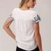 Roper Embroidered Yoke Tee -Equestrian Clothing embroid yoke ss white back 0303905133018 karman 49547.1678155889