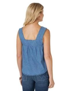 Wrangler Embroidered Tank -Equestrian Clothing embroider denim tank back LW1034B wrangler 04703.1615753247