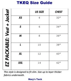 TKEQ EZ Packable Down Jacket -Equestrian Clothing ez packable vest size guide tkeq 21368.1663101937