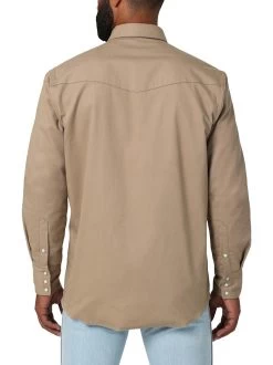 Men's Wrangler Flannel Lined Work Shirt -Equestrian Clothing flannel lined workshirt brn.khak back 112330931 wrangler 10397.1689642255
