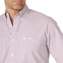 Wrangler George Strait Short Sleeve Shirt -Equestrian Clothing george strait ss shirt mini plaid fuchsia detail MGSP855 wrangler 48633.1615762121
