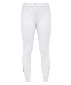 Girls Cavalleria Toscana CT Motif Print Breeches -Equestrian Clothing girls CT motif breech white front PAA020 JE010 0001 CT 90209.1685034699