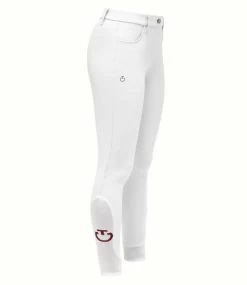 Girls Cavalleria Toscana CT Motif Print Breeches -Equestrian Clothing girls CT motif breech white side PAA020 JE010 0001 CT 02471.1685034709